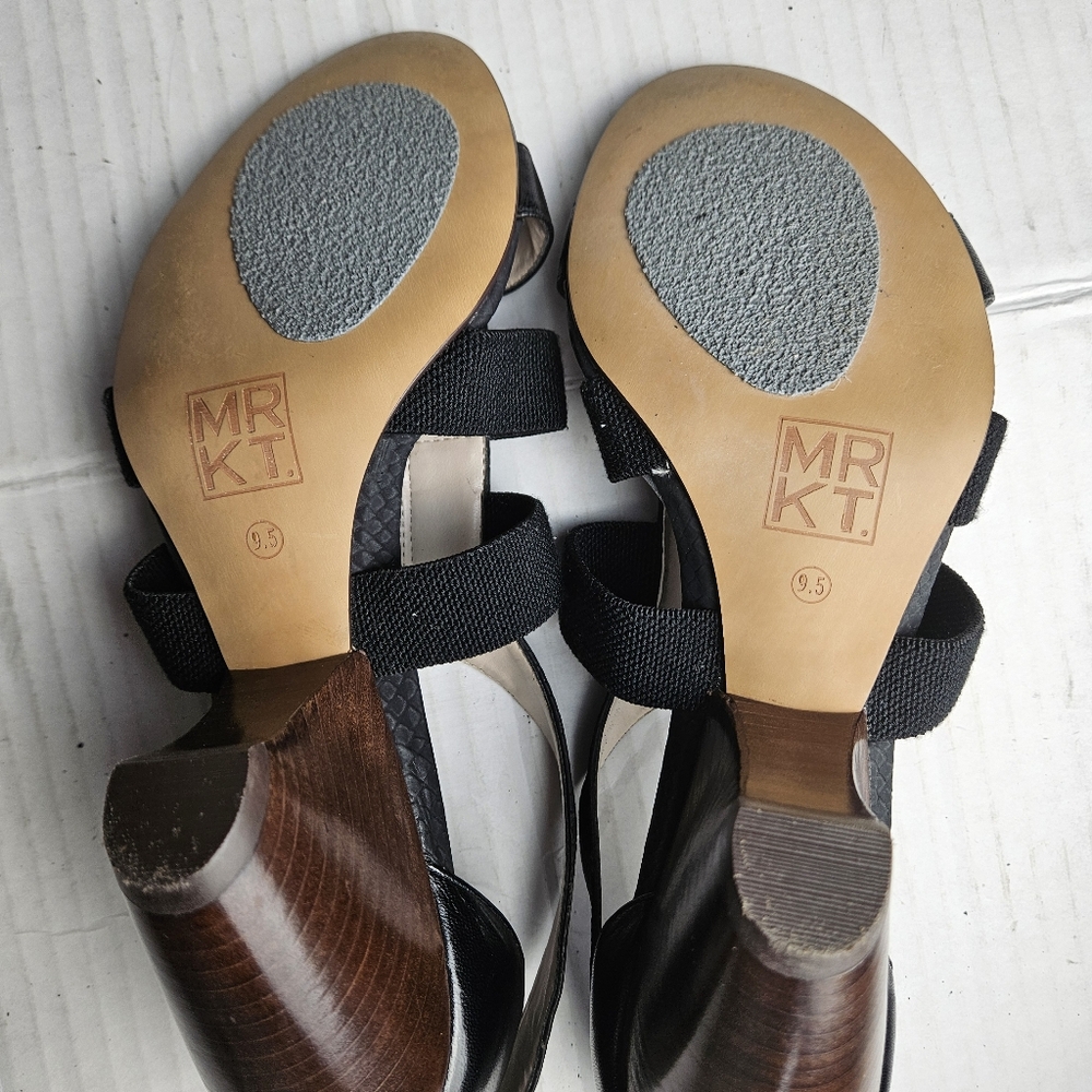 MRKT. Dakota Women Black Mid Wedge Stretch Sandals Size 9.5 Medium - Picture 7 of 13